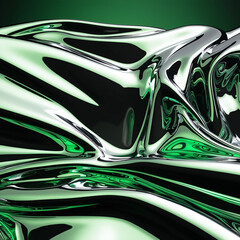 abstract chrome green background with waves
