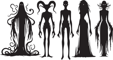 Horror ghost vector Scary character Ghost silhouette