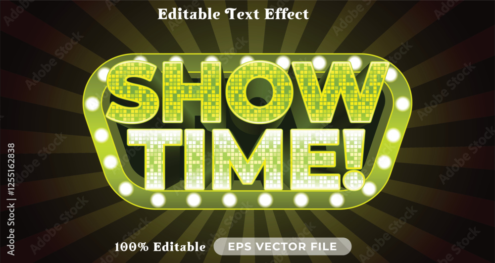 Poster show time editable text effect modern color shiny. glow text style effect