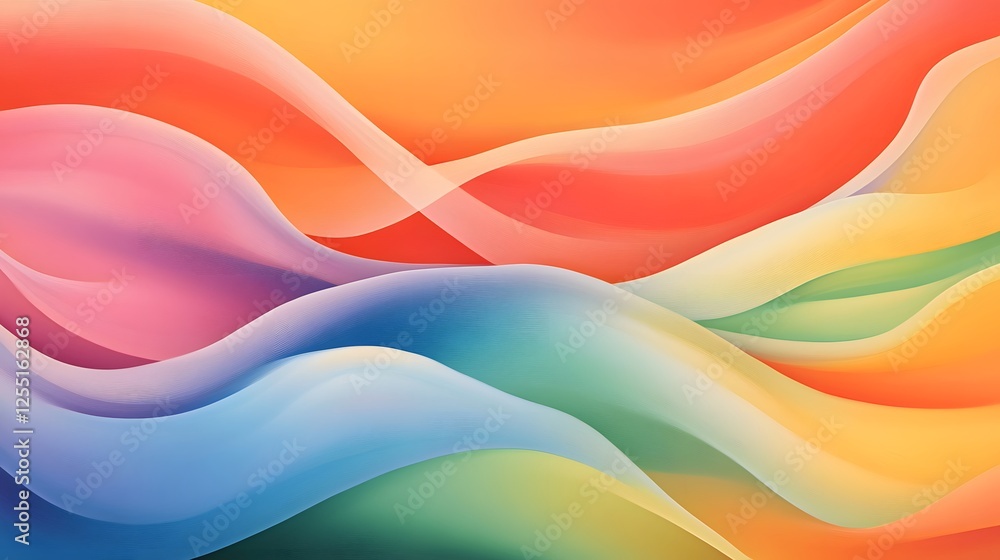 Poster vibrant abstract waves of color in smooth fluid motion design