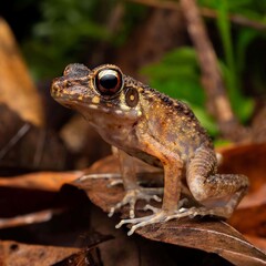 Colorful Frog on Leaf in Natural Habitat