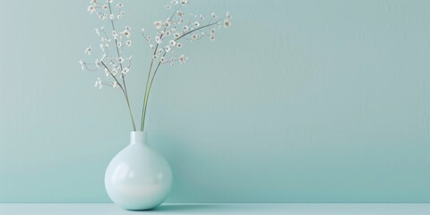 A minimalist aesthetic featuring a light aqua backdrop, Minimalist design elements arranged symmetrically, Modern minimalist style