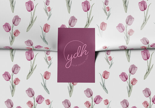 Wrapping Paper Tissue Mockup With Rectangular Sticker