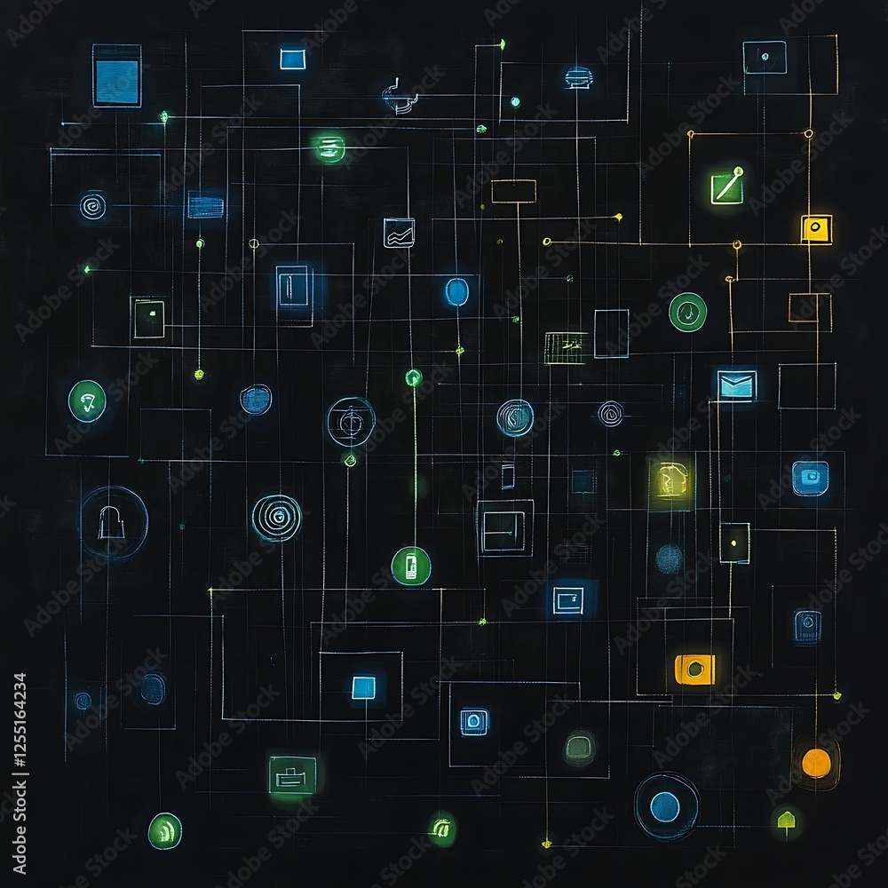 Poster abstract network of digital icons