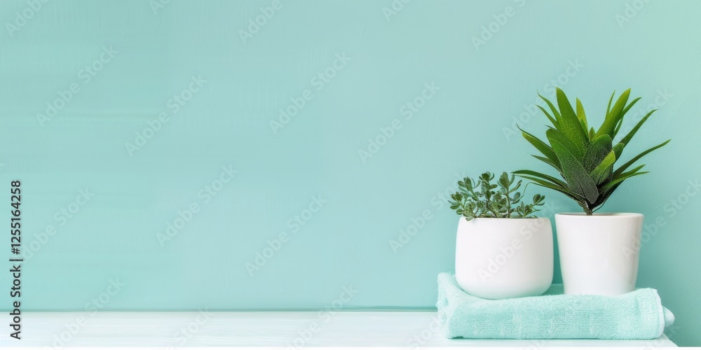 Poster a minimalist aesthetic featuring a light aqua backdrop, minimalist design elements arranged symmetri