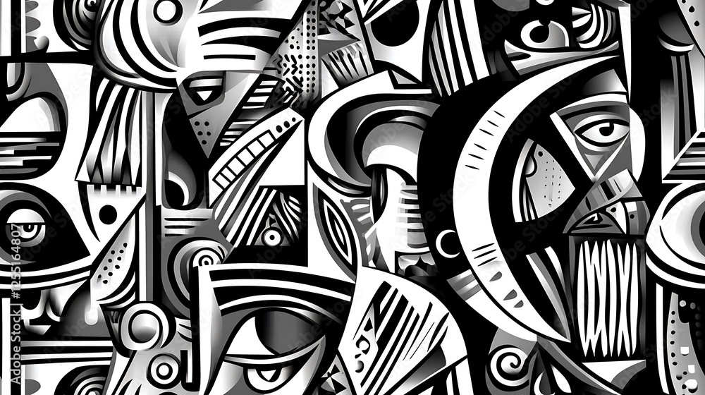 Poster abstract pattern black and white geometric design for background use