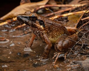 Obraz premium Close-up of Frog in Natural Habitat