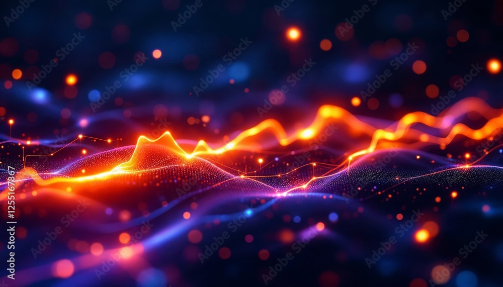 Aufkleber abstract glowing waveforms digital data landscape connection