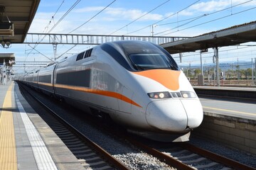 Fototapeta premium High-Speed Train Arriving at the Station