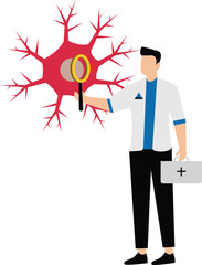Male doctor Neurons Magnifying Glass