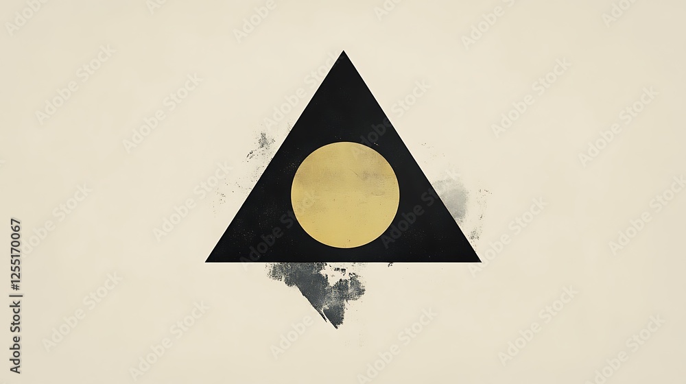 Poster Abstract Triangle Shape with Circle, Minimalist Design, Background for Presentation