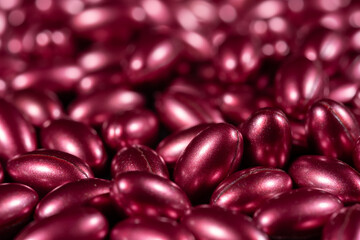 pearl softgels capsules. vitamins in pearl colored pills. Medicine, pharmacy, drugs and multivitamins oils concept