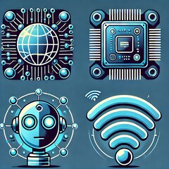 Fototapeta premium Futuristic Tech Icons for Modern Applications