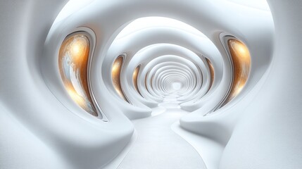 Fototapeta premium Abstract futuristic tunnel with glowing panels.