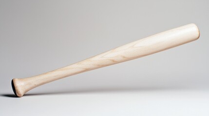 Wooden baseball bat on plain background
