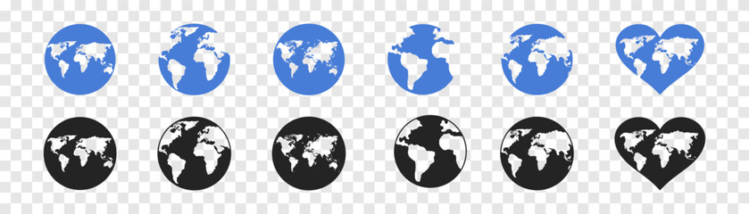 Globe earth vector icons set.