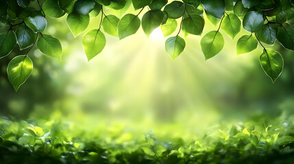 Obraz premium Sunlight through leaves, forest, nature, background, design