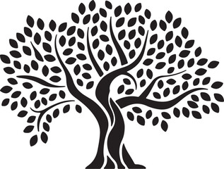A stylized, silhouette graphic of an olive tree, perfect for branding, logos, or design elements.