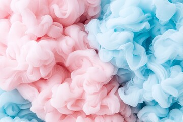 Naklejka premium Colorful cotton candy forms swirl together in pink and blue creating a whimsical and playful aesthetic for a sweet celebration