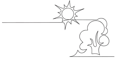 Sun and three line art