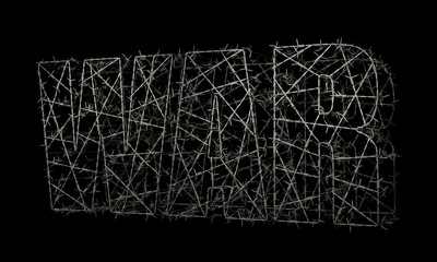 有刺鉄線で作られた戦争の文字