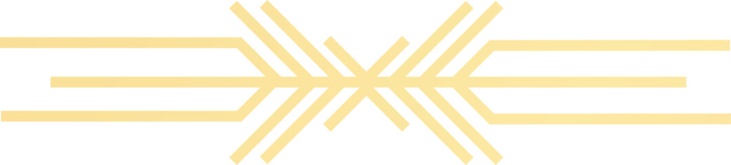 Two sets of triple parallel horizontal lines converging and diverging creating a double arrow symbol, pointing in opposite directions, suggesting a sense of duality, choice, or crossroads