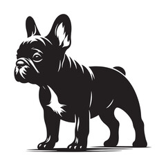 Strong and confident French Bulldog silhouette with compact body features - French Bulldog illustration - minimal French Bulldog vector - dog silhouette
