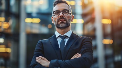 Fototapeta premium Leadership in Action: A Businessman's Portrait