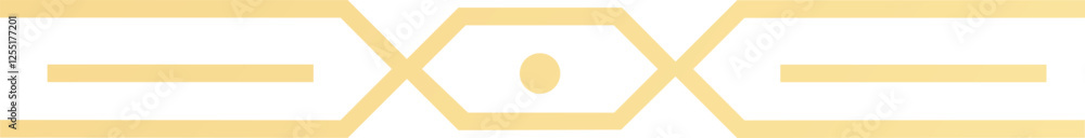 Poster yellow geometric patterns creating horizontal stripes and hexagons surrounding a central circle, for