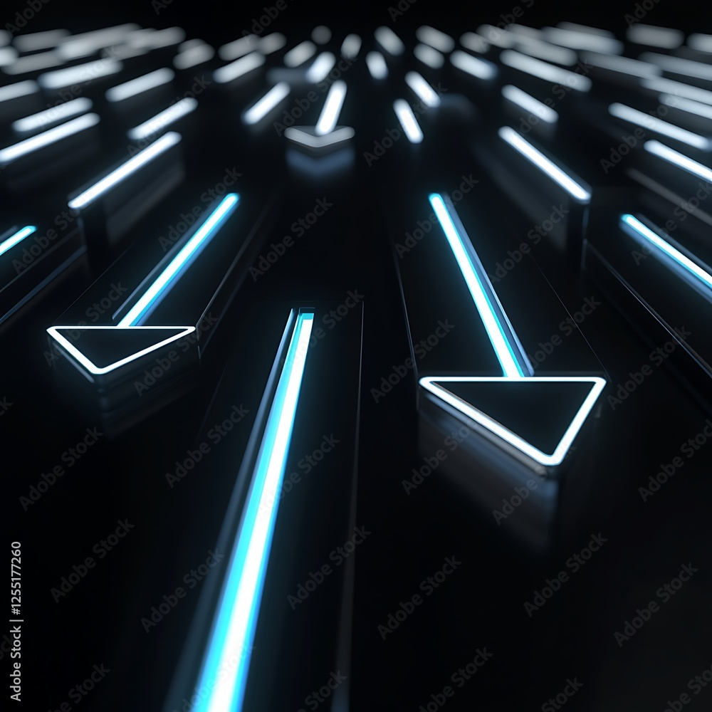 Poster abstract glowing arrows pointing upward on dark background, suggestive of growth and progress. possi