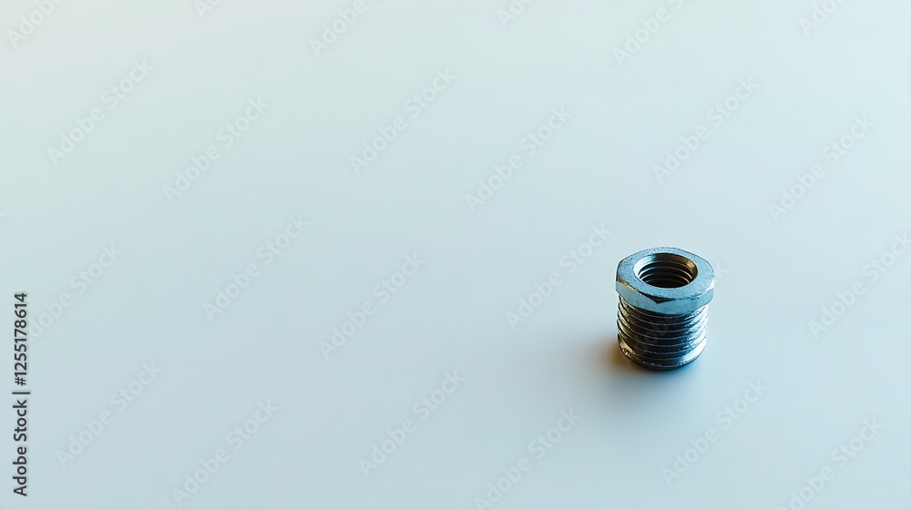 Poster metal threaded fitting on plain background