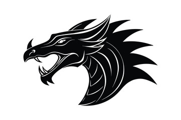 Silhouette illustration of a dragon?s head vector art illustration.eps