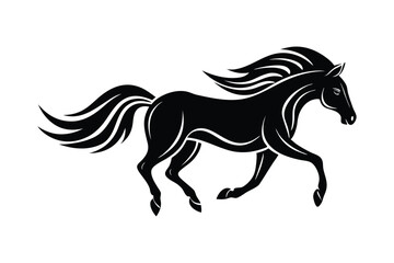 Silhouette illustration of a horse in full gallop vector art illustration1.eps