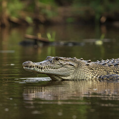 Obraz premium american alligator in the everglades open mouth in the ground