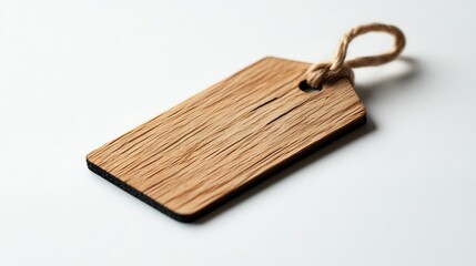 Fototapeta premium Wooden tag on white background