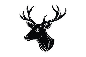Silhouette illustration of a stag?s head vector art illustration.eps