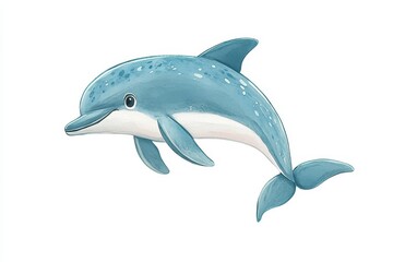 Fototapeta premium Adorable cartoon dolphin illustration in vibrant colors, perfect for children's books or nursery decor