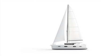 White catamaran sailboat isolated on a clean white background
