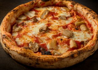 italian pizza gourmet with cep mushroom