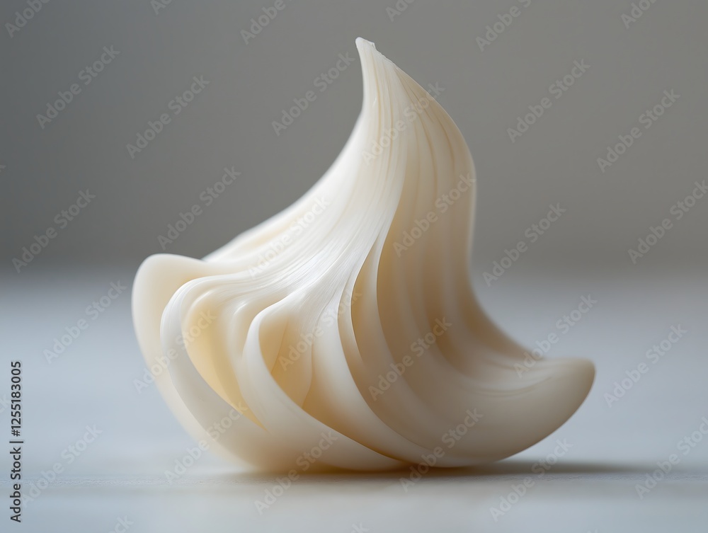 Poster abstract white form with curving layers on neutral background