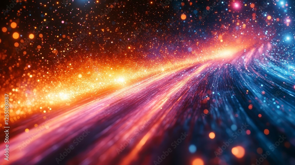 Poster abstract particle trails with vibrant colors