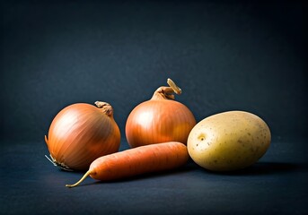 Fresh organic vegetables on the black background isolated.