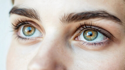 Obraz premium Close-up of human eyes with green hues_.png