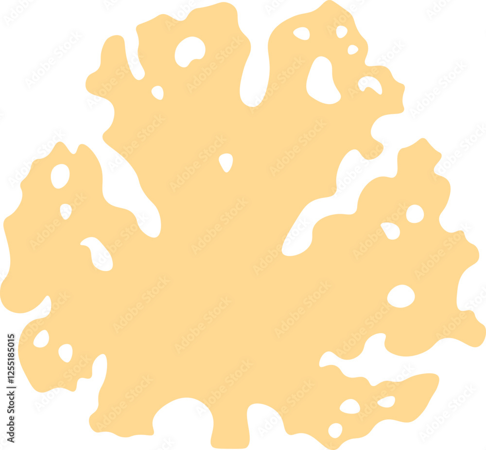 Poster coral shaped design element in light orange color with irregular edges and holes, perfect for adding