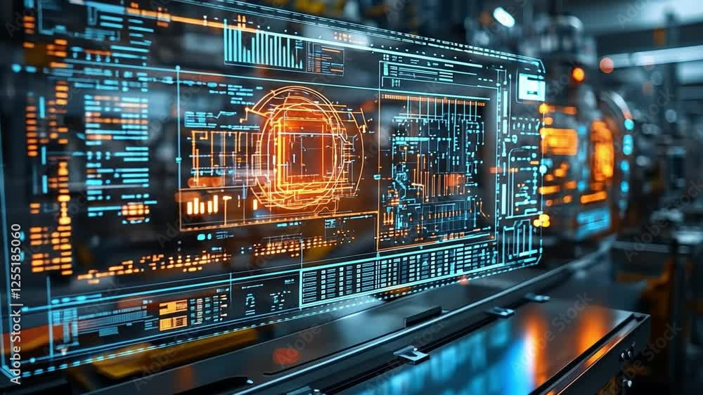 Poster digital interface: immerse yourself in the cutting-edge world of technology with this captivating sh