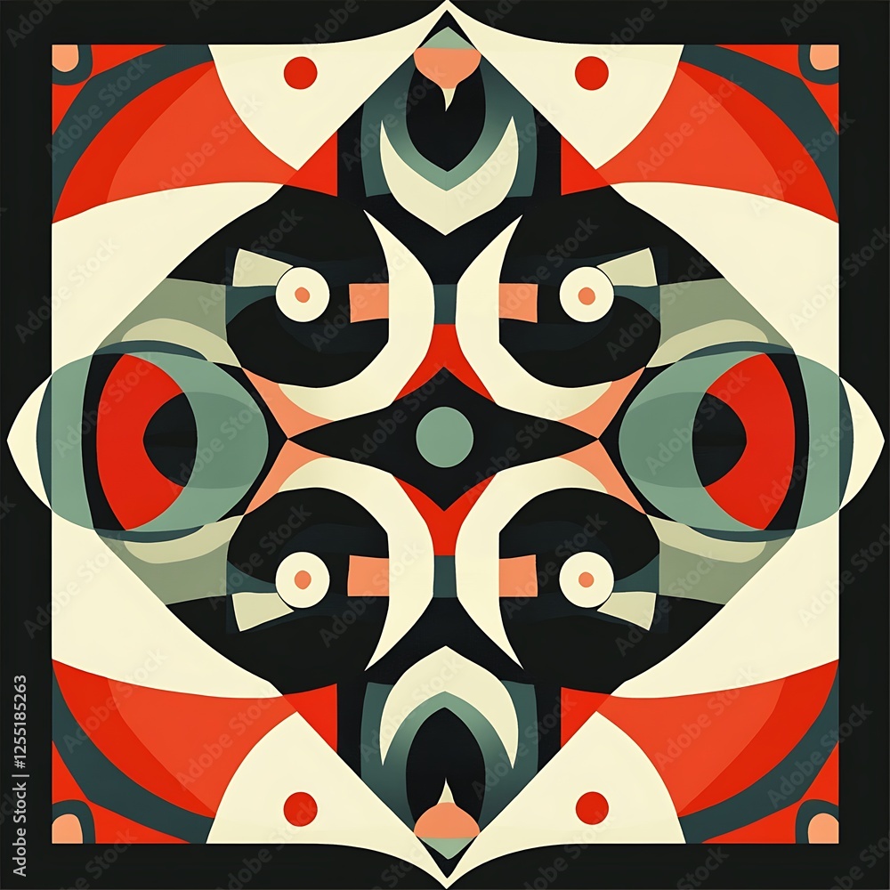 Poster abstract geometric pattern, symmetrical design, artistic tile. possible use wallpaper or textile