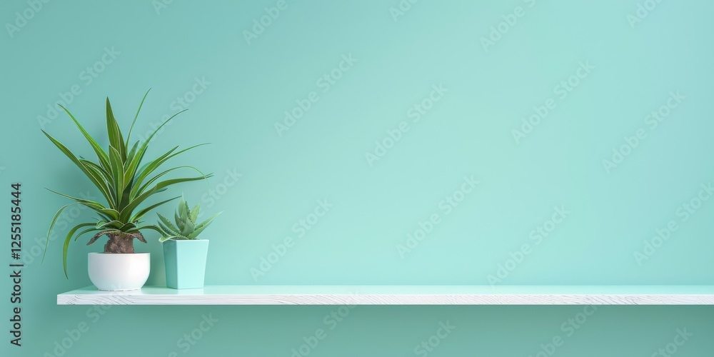 Poster a minimalist aesthetic featuring a light turquoise backdrop, minimalist design elements arranged sym