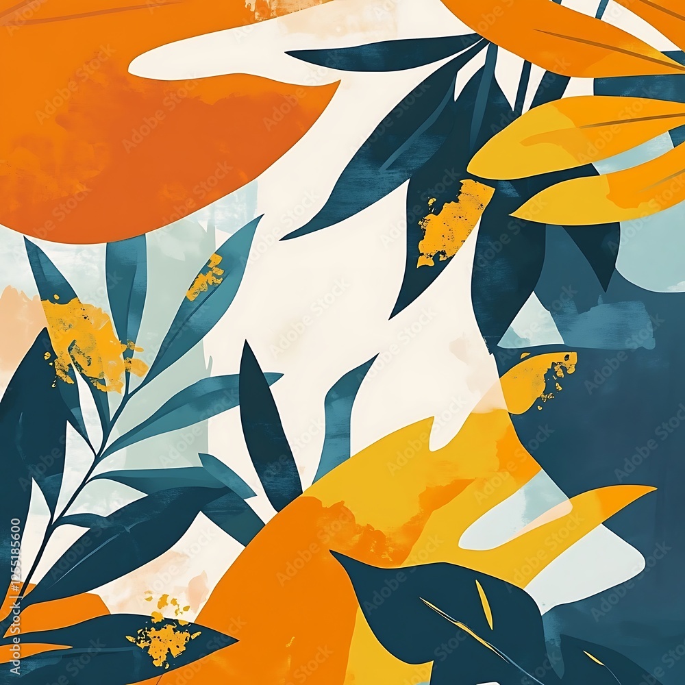 Poster abstract tropical leaf pattern background for design