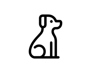 Minimal Line Art Dog Outline Logo Design Icon Symbol Vector Template