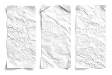 Crumpled White Paper Sheets Isolated on White Background